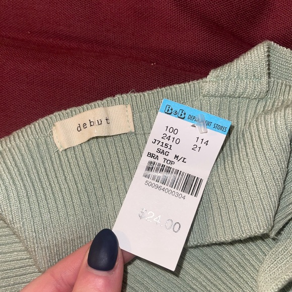 Debut Mint/Light Green Ribbed Knit Bralet - Picture 3 of 3